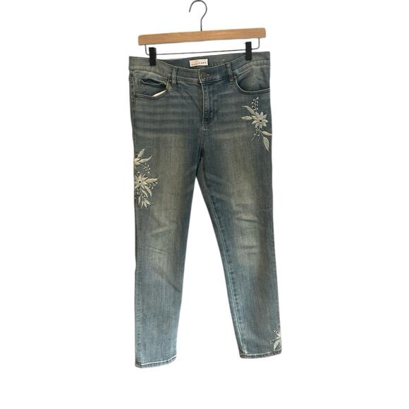 LOFT Denim - Loft Floral Embroidered Light Wash Modern Skinny Jeans sz 10 Feminine